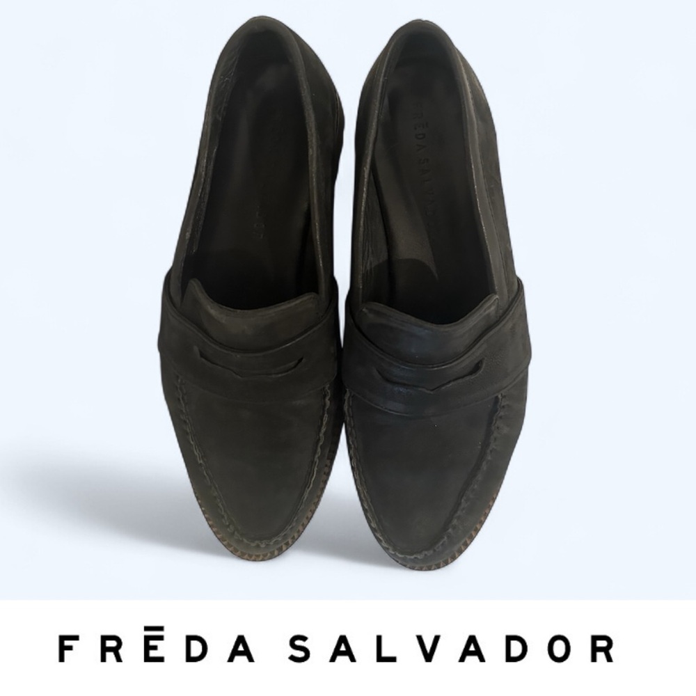 Freda Salvador Black Suede Char Loafers, Size 7.5, MSRP $400 - Picture 3 of 7